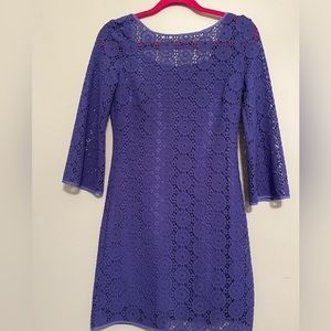 Lilly Pulitzer periwinkle crochet dress with slip
